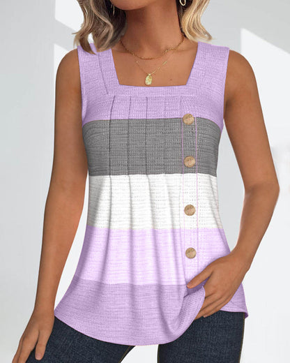 Ärmelloses Tanktop Damen mit Knopfdetail