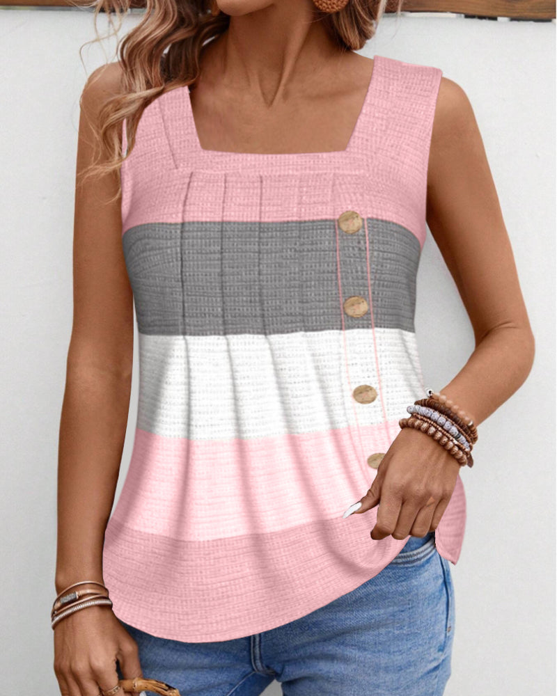 Ärmelloses Tanktop Damen mit Knopfdetail