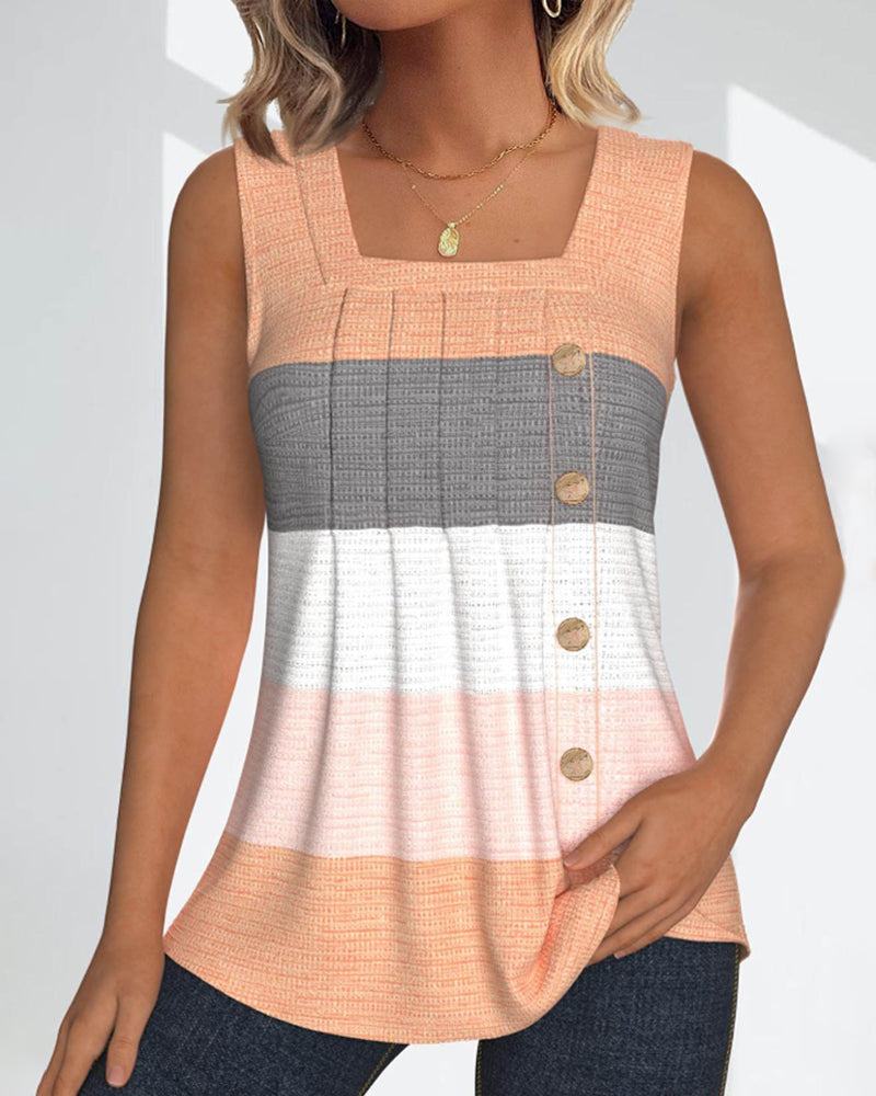Ärmelloses Tanktop Damen mit Knopfdetail