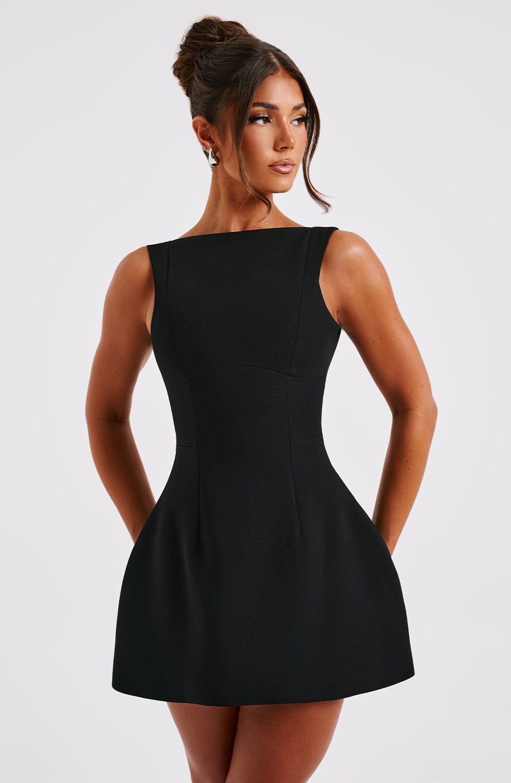 Damen Ärmelloses A-Linie Mini Kleid | Strukturiertes Ausgestelltes Skater Kleid