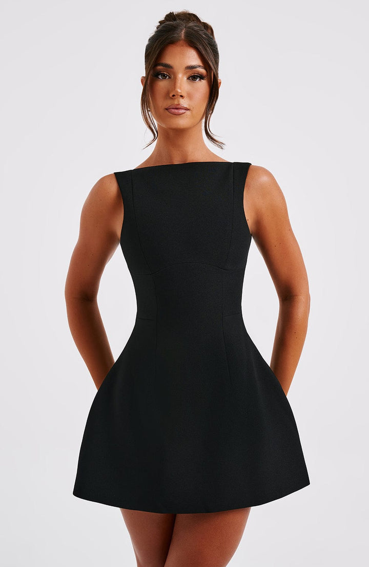 Damen Ärmelloses A-Linie Mini Kleid | Strukturiertes Ausgestelltes Skater Kleid