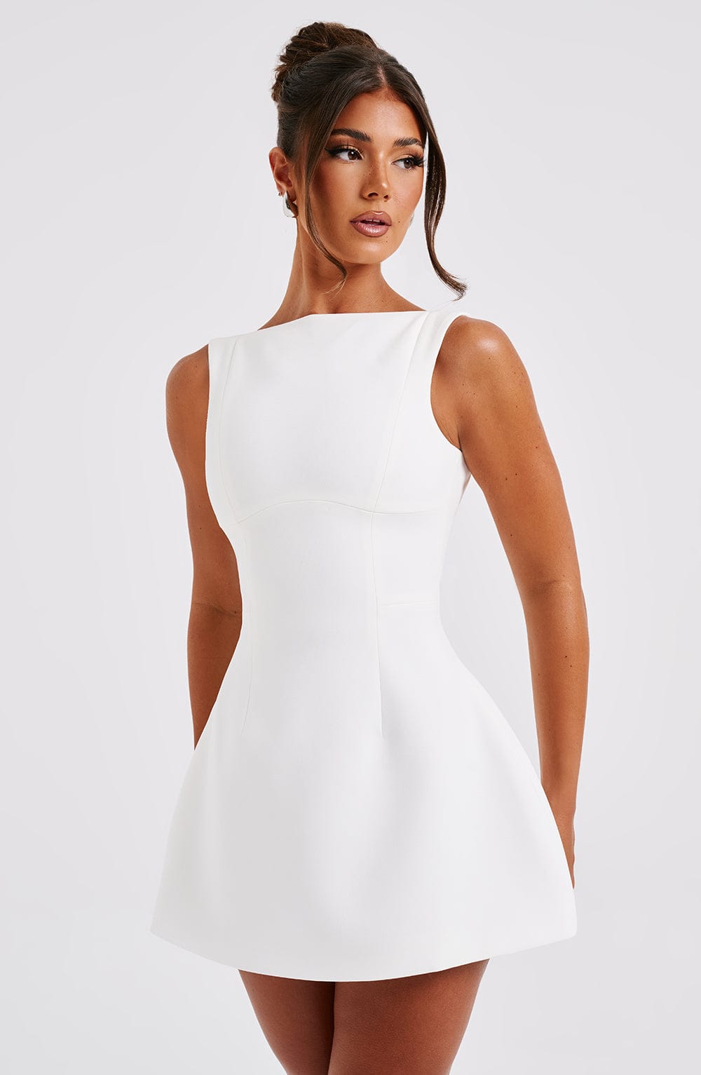 Damen Ärmelloses A-Linie Mini Kleid | Strukturiertes Ausgestelltes Skater Kleid