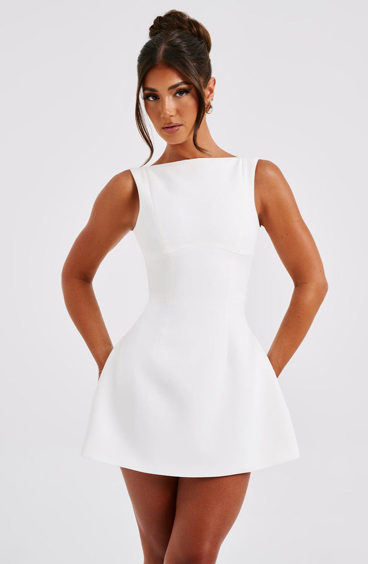 Damen Ärmelloses A-Linie Mini Kleid | Strukturiertes Ausgestelltes Skater Kleid