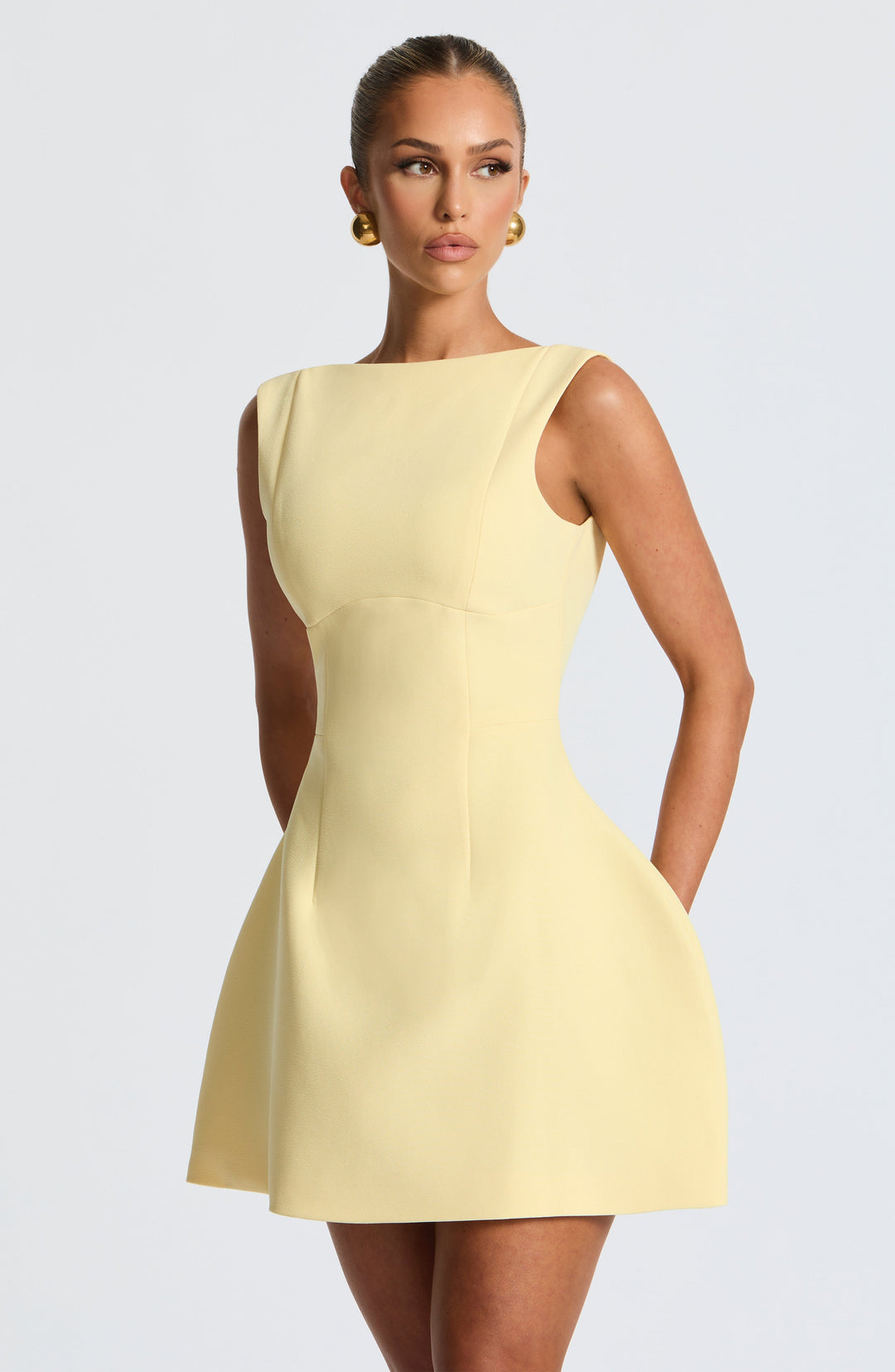 Damen Ärmelloses A-Linie Mini Kleid | Strukturiertes Ausgestelltes Skater Kleid