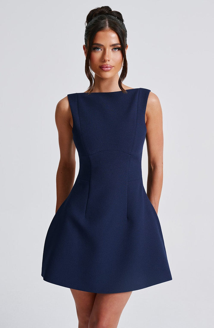 Damen Ärmelloses A-Linie Mini Kleid | Strukturiertes Ausgestelltes Skater Kleid
