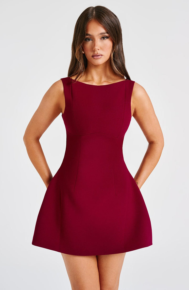 Damen Ärmelloses A-Linie Mini Kleid | Strukturiertes Ausgestelltes Skater Kleid