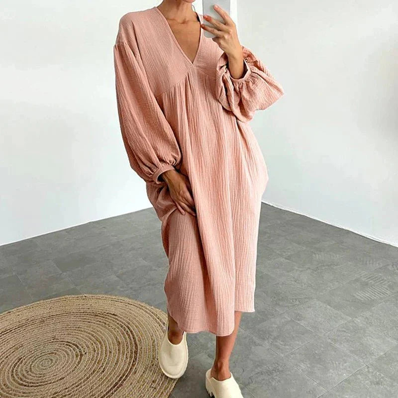 Damen Midi Kleid mit langen Ärmeln – Aurora