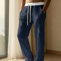 Herrenhose | Relaxed Fit Hose mit Geradem Bein | Kordelzugbund und Taschen | Lässiger Sommerstil