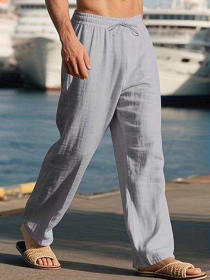 Herrenhose | Relaxed Fit Hose mit Geradem Bein | Kordelzugbund | Lässiger Sommerstil