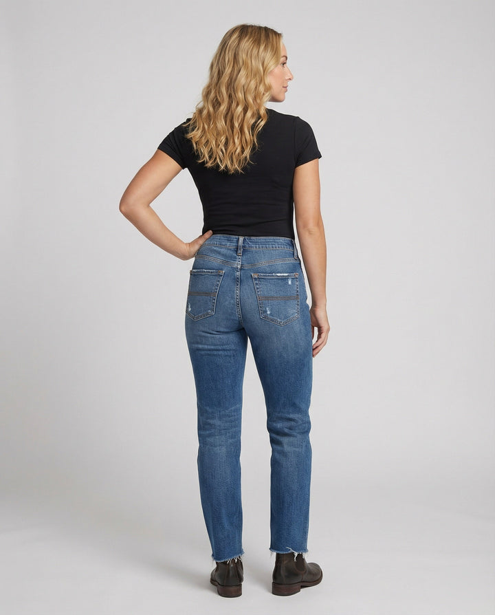Damen Schmale Passform Hose mit Niedriger Taille | Leicht Ausgestellt