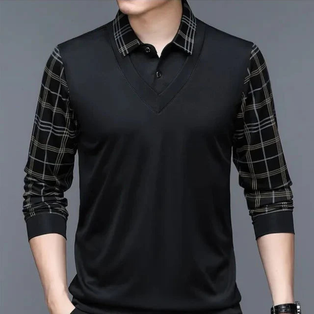 Herren Hemd mit langen Ärmeln und karierten Ärmeln | Casual Wear