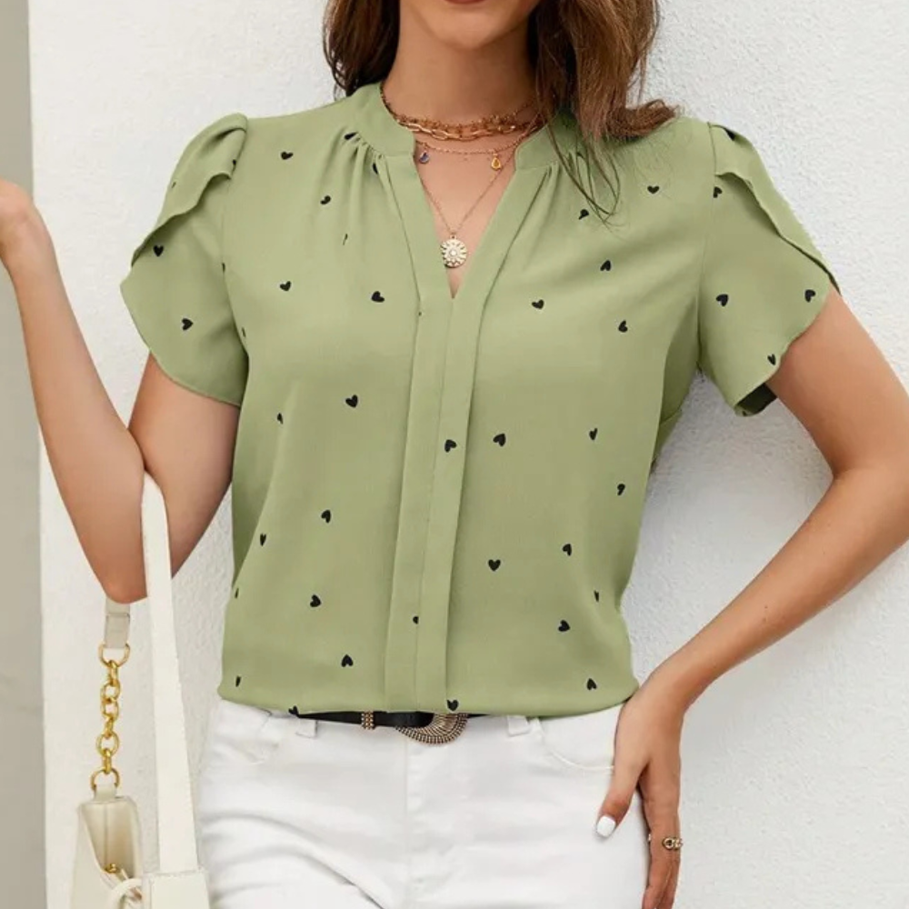 Bluse für Damen mit blütengeheilten Ärmeln