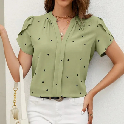 Bluse für Damen mit blütengeheilten Ärmeln