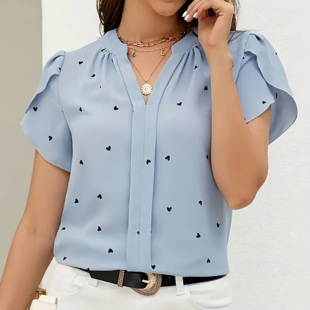 Bluse für Damen mit blütengeheilten Ärmeln