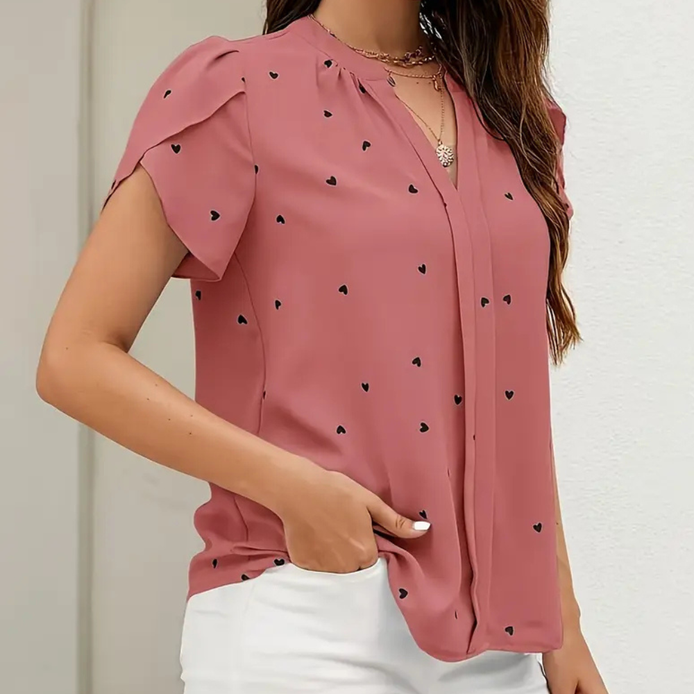 Bluse für Damen mit blütengeheilten Ärmeln