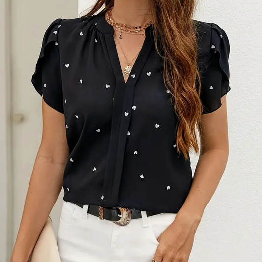 Bluse für Damen mit blütengeheilten Ärmeln