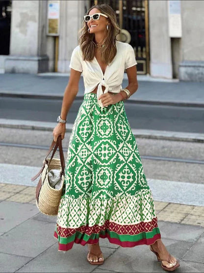 Boho Maxirock mit Ethno-Muster – Stilvoll & Luftig
