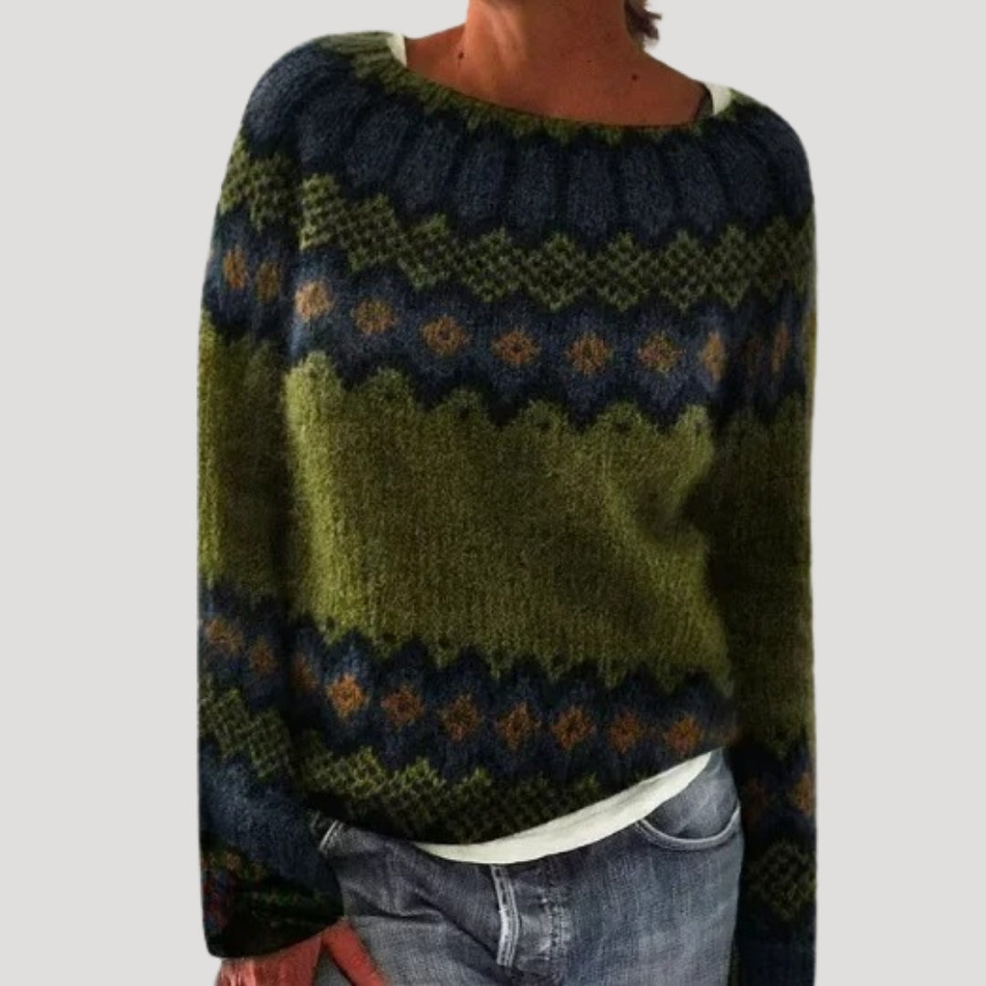 bunter gemusterter Strickpullover für Damen 4