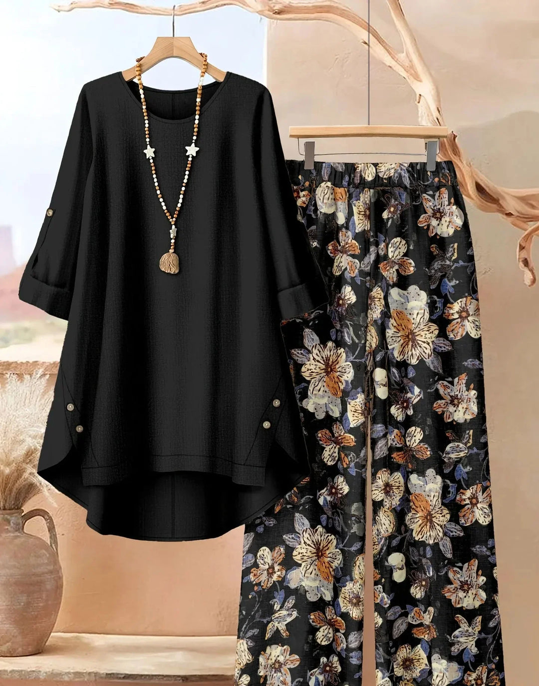 Marisol | Women's Layered Tunic & Wide-Leg Trousers Set