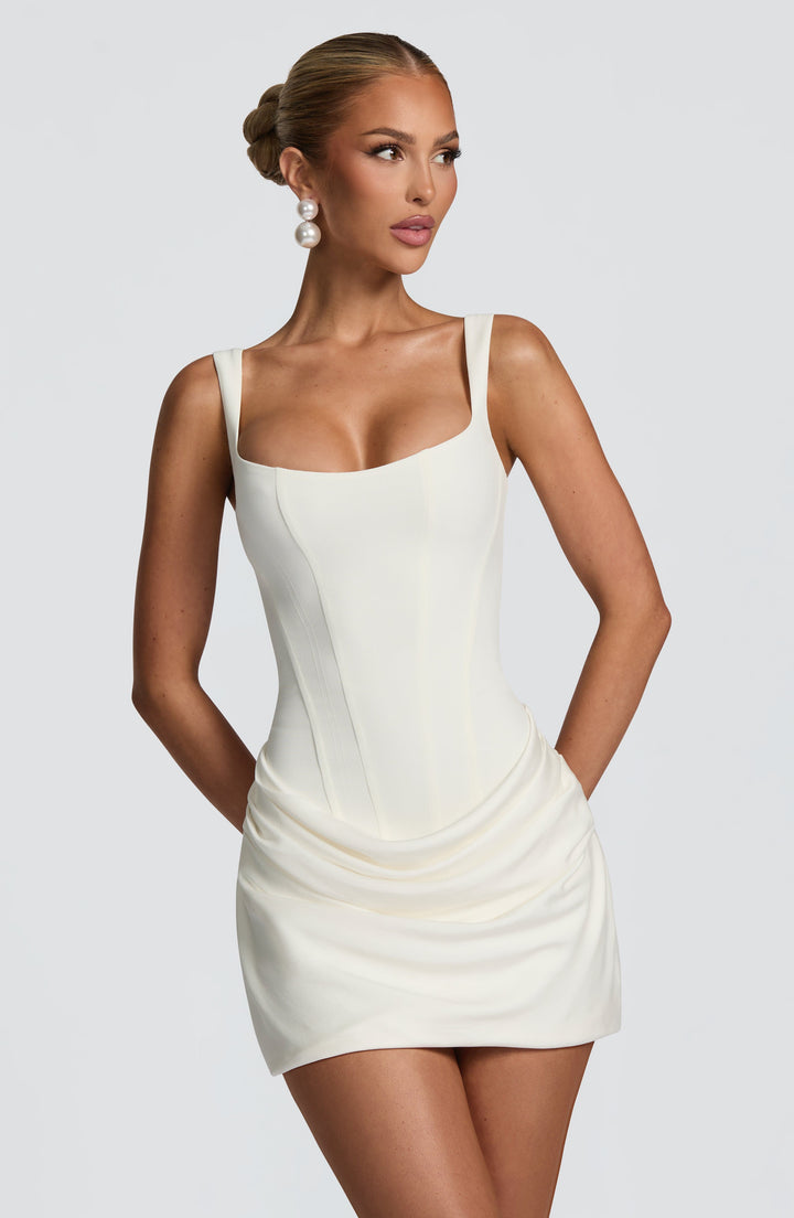 Damen Kleid Ärmellos Eckiger Ausschnitt Gerafftes Kleid | Mini
