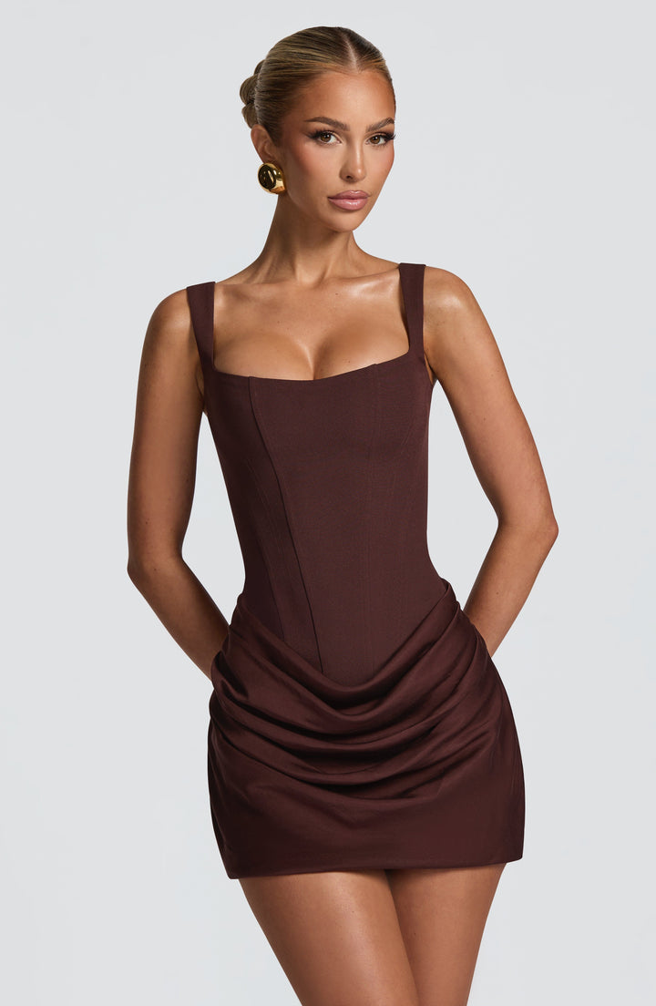 Damen Kleid Ärmellos Eckiger Ausschnitt Gerafftes Kleid | Mini