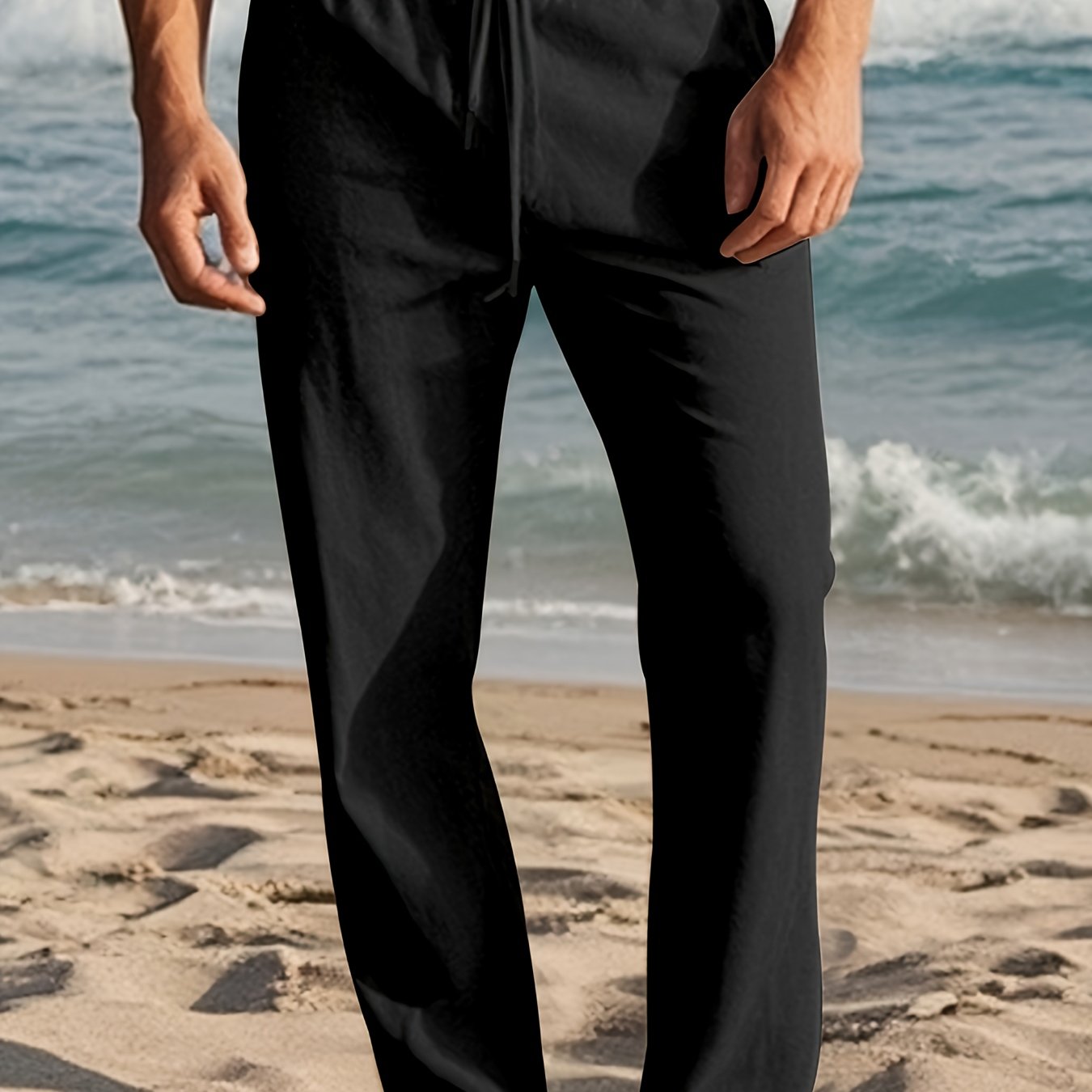 Pantaloni da uomo | Pantaloni Regular Fit con gamba dritta | Vita con coulisse | Stile estivo casual
