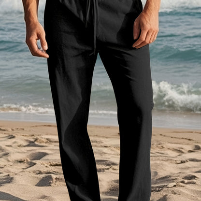 Pantaloni da uomo | Pantaloni Regular Fit con gamba dritta | Vita con coulisse | Stile estivo casual