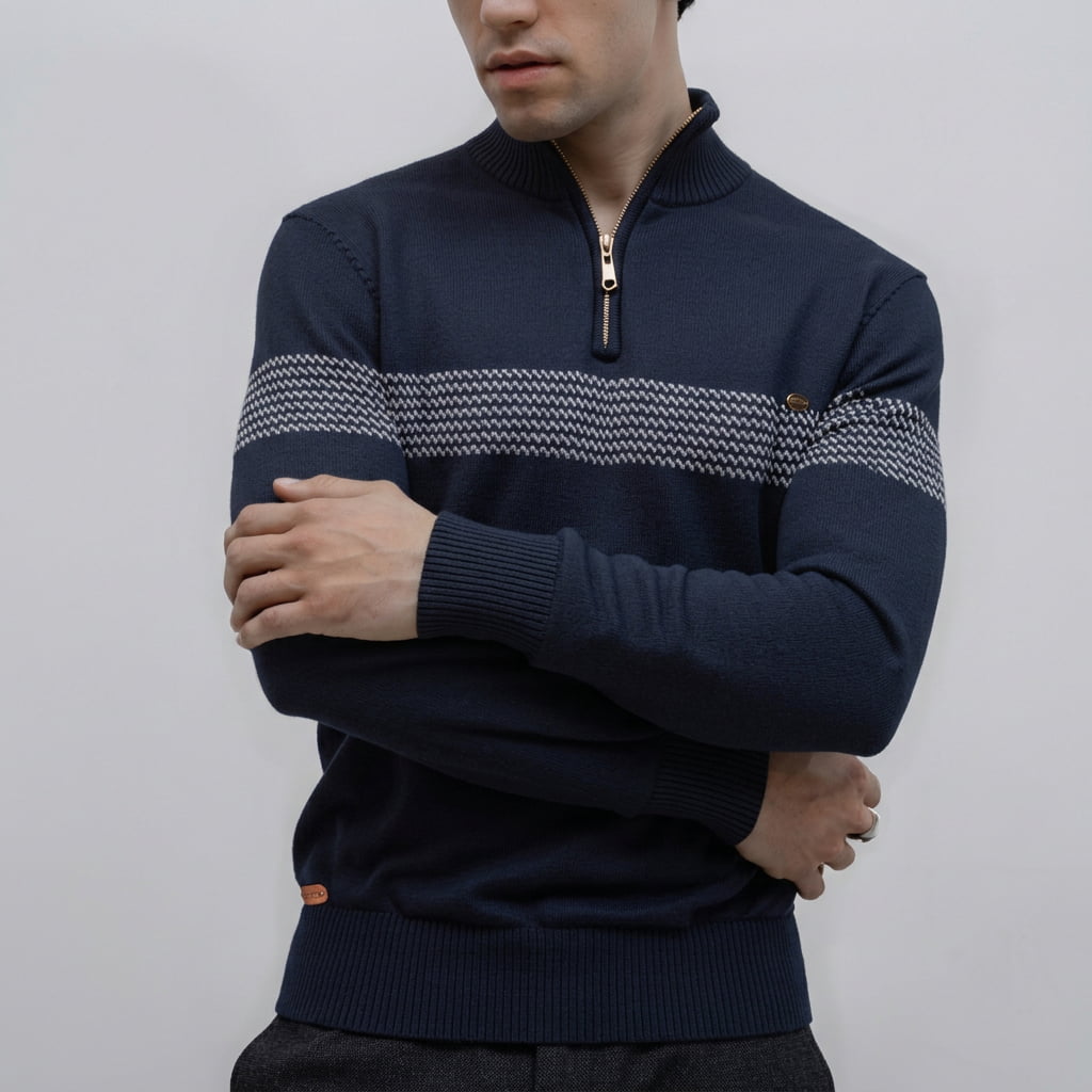 Pull homme à manches longues avec fermeture éclair 1/4 | Style décontracté chic