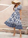 Damen A-Linien Kleid mit Blumendruck für elegante Anlässe - Sommerkleider Damen, Atmungsaktives Material, Fit Flare Silhouette