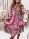 Damen A-Linien Kleid mit V-Ausschnitt und Blumenmuster – Leichtes Sommerkleid für Freizeit und Strand