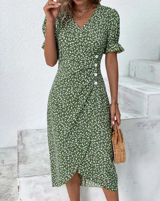 Damen-Blumenkleid figurbetontes Blumendesign für Frühling und Sommer