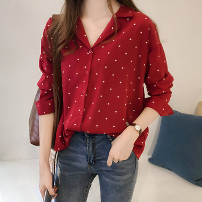 Damen Bluse Mit Punkten - Atmungsaktiv