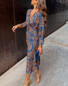 Damen Boho-Wickelkleid mit langen Ärmeln – Mühelose Eleganz