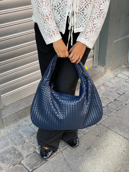Damen Geflochtene Hobo-Bag aus Kunstleder – Elegante Alltagstasche4