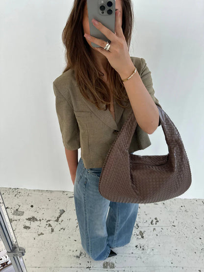 Damen Geflochtene Hobo-Bag aus Kunstleder – Elegante Alltagstasche2