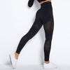 Damen High-T-Mesh-Panel-Fitness-Leggings-Schwarz