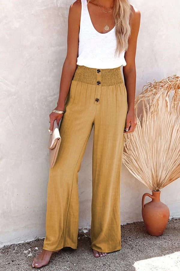 Damen Hose – Weite Leinenoptik für stilvolle Sommertage