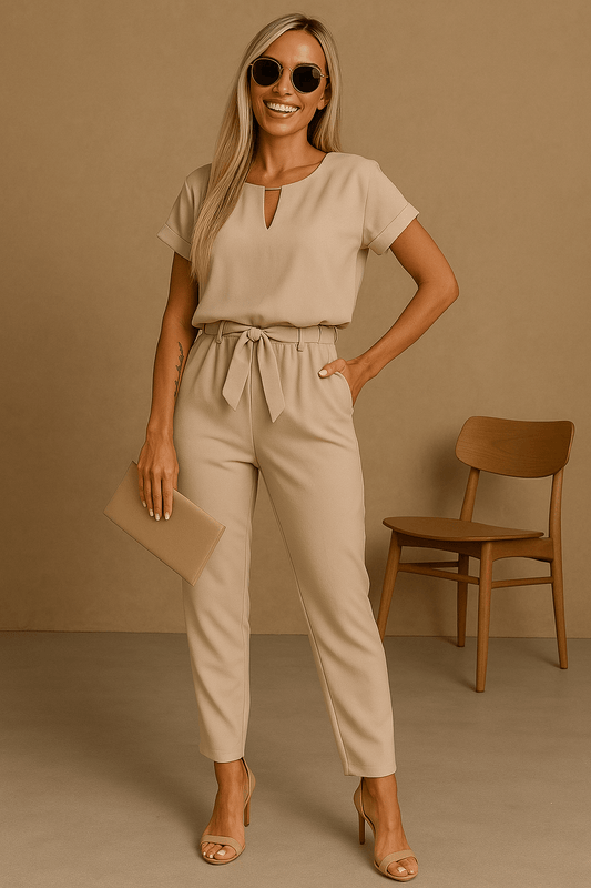 Damen Jumpsuit – Eleganter Stil mit femininem Schleifendetail