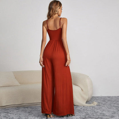 Damen Jumpsuit Sommer Leicht Atmungsaktiv Mit Elastischem Bund und Trägern, Ideal Für Freizeit und Partys