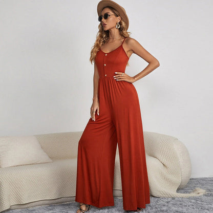 Damen Jumpsuit Sommer Leicht Atmungsaktiv Mit Elastischem Bund und Trägern, Ideal Für Freizeit und Partys