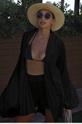 Damen Kimono-Hemd Set mit Shorts - Leicht und Elegant für Strand und Freizeit