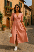 Damen Kleid – Eleganter V-Ausschnitt mit femininen Details