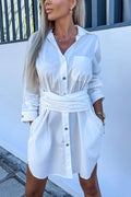 Damen Kleid – Klassischer Hemd-Stil mit modernem Taillengürtel