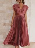 Damen Kleid – Maxikleid mit kurzen Ärmeln und zeitloser Eleganz