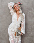 Damen Kleid – Romantischer Boho-Look in fließender Spitzenoptik