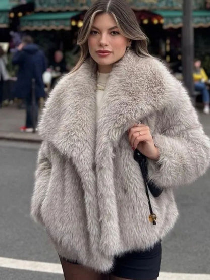 Damen Kunstpelzjacke – Luxuriöser Faux-Fur Mantel für Herbst und Winter