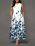 Damen Maxikleid Boho Floral Mit Schlüssellochdetail – Langes Sommer Kleid Für Freizeit und Festivals