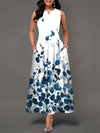 Damen Maxikleid Boho Floral Mit Schlüssellochdetail – Langes Sommer Kleid Für Freizeit und Festivals