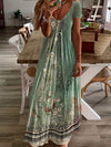 Damen Maxikleid Mit Blumenmuster V-Ausschnitt Sommer Kleid Lang Elegant für Freizeit und Abendveranstaltungen