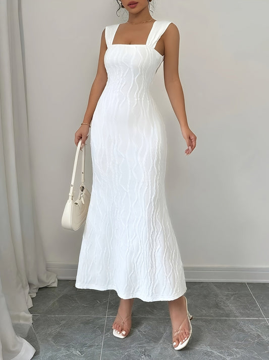 Damen Maxikleid mit quadratischem Ausschnitt und Bodycon-Stil – Zeitlose Eleganz für besondere Anlässe